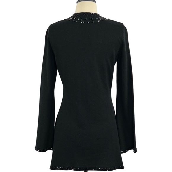 INC Silk/Angora Blend V-Neck Black Tunic with Black Gem Embellishments. Size S - Picture 10 of 13
